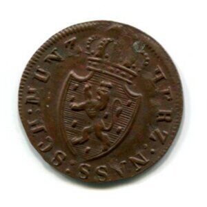 1819 Nassau German State 1/4 Kreuzer Coin (b289-15)
